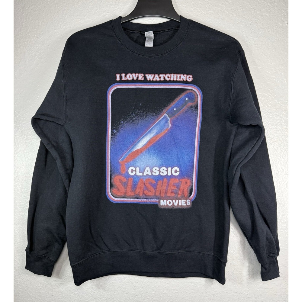 Slasher Horror Movie Halloween Black Crewneck Sweatshirt Women's Size S Sweater